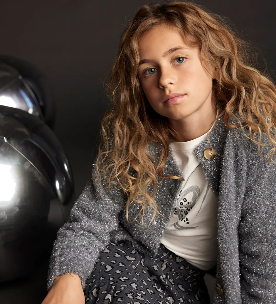 Striktrøjer*Creamie Cardigan - Strik - Glitter - Iron Gate