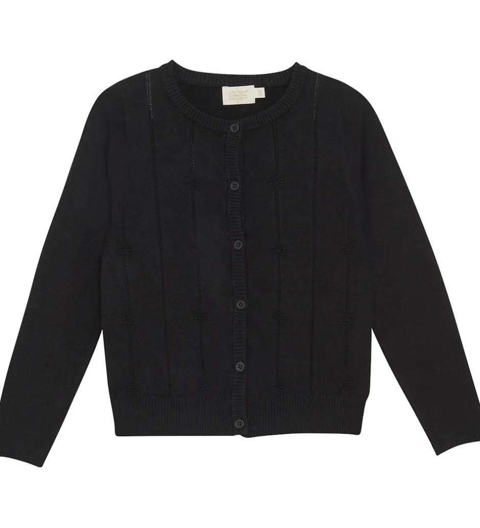 Børn Creamie Cardigan - Strik - Pointelle - Sort