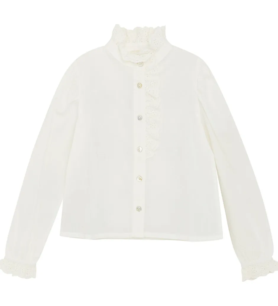 Børn Creamie Skjorte - Woven - Cloud m. Broderie Anglaise