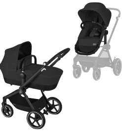 Klapvogne*Cybex Klapvogn/Barnevogn - Eos Lux - 2-i-1 - Moon Black