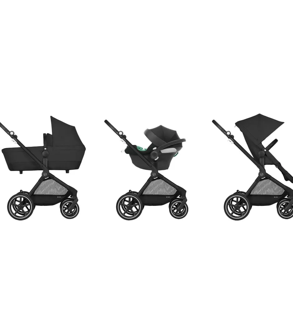 Klapvogne*Cybex Klapvogn/Barnevogn - Eos Lux - 2-i-1 - Moon Black