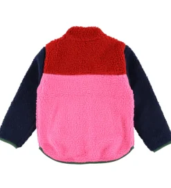 Børn Danefæ Fleecejakke - Danebaever - Red/Navy/Spicy Pink