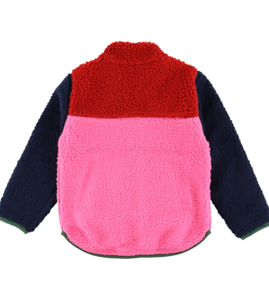 Børn Danefæ Fleecejakke - Danebaever - Red/Navy/Spicy Pink
