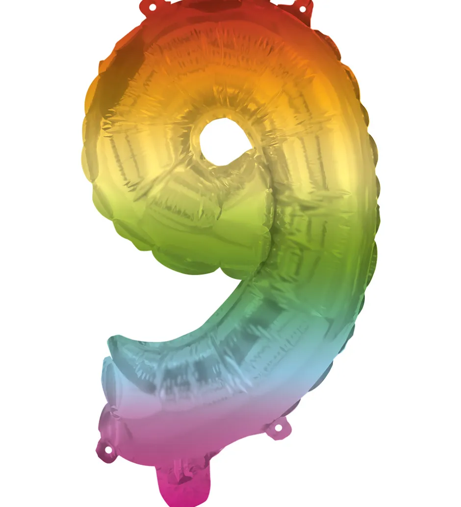 Festartikler*Decorata Party Foileballon - 95 cm - No 9 - Rainbow