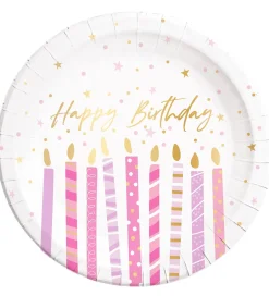 Festartikler*Decorata Party Paptallerkner - 8-pak - 23 cm - Birthday Candles