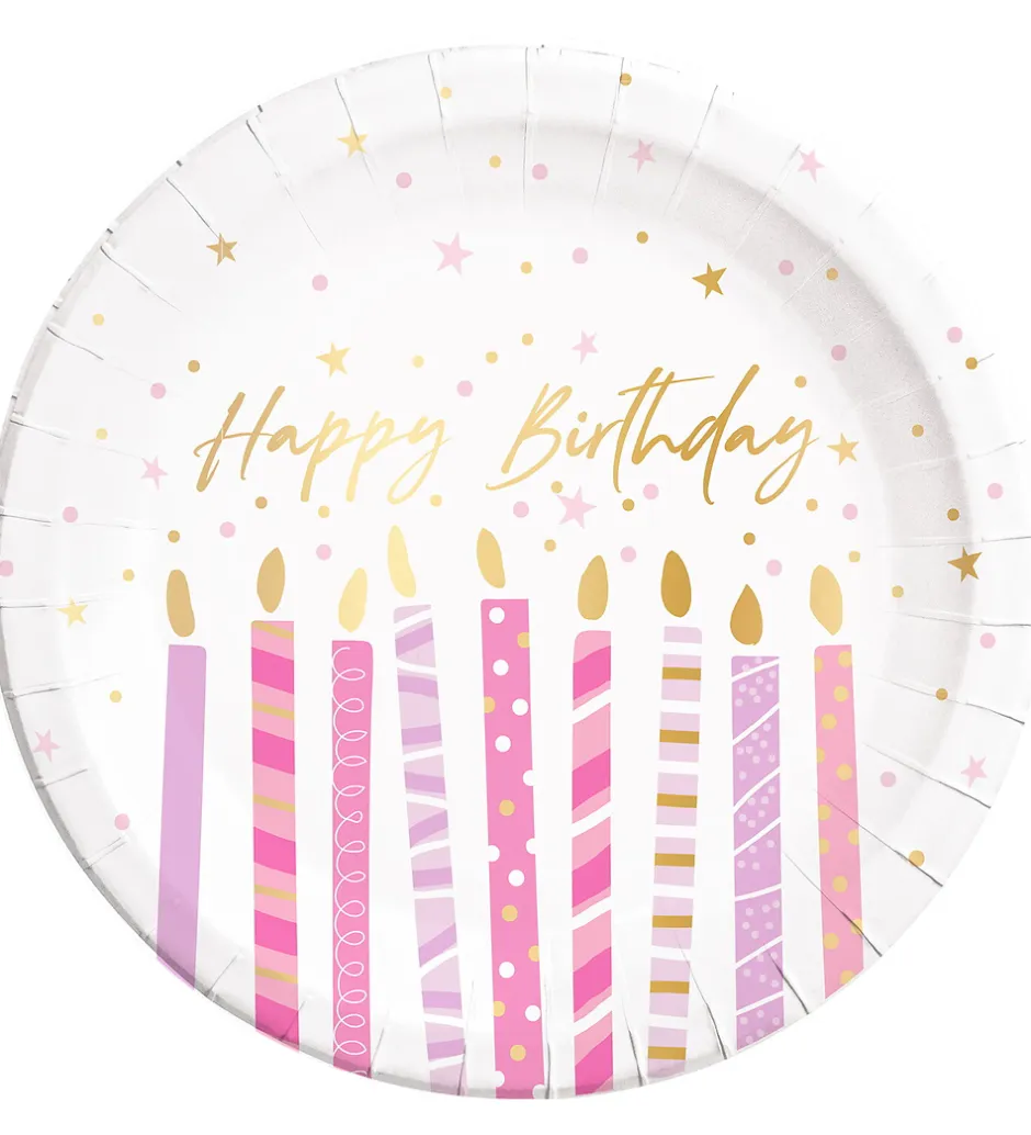 Festartikler*Decorata Party Paptallerkner - 8-pak - 23 cm - Birthday Candles