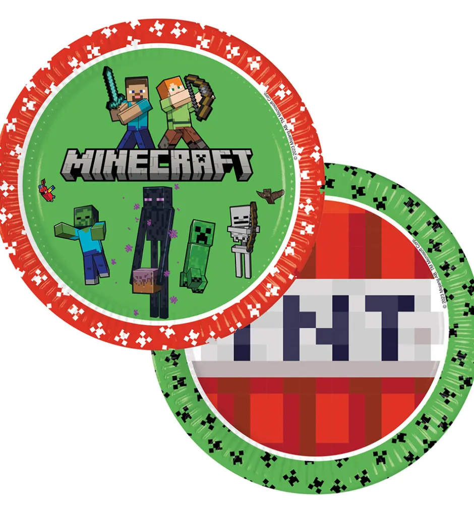 Tallerkener*Decorata Party Paptallerkner - 8-pak - 23 cm - Minecraft