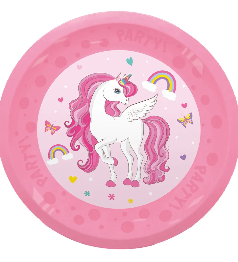 Tallerkener*Decorata Party Plastiktallerkner - 4-pak - 21 cm - Unicorn Rainb