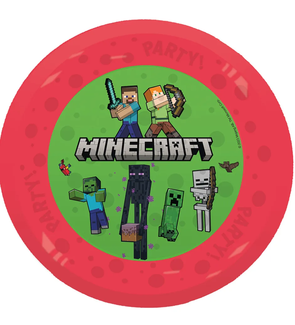 Decorata Party Plastiktallerkner - 4-pak - 21 cm - Minecraft