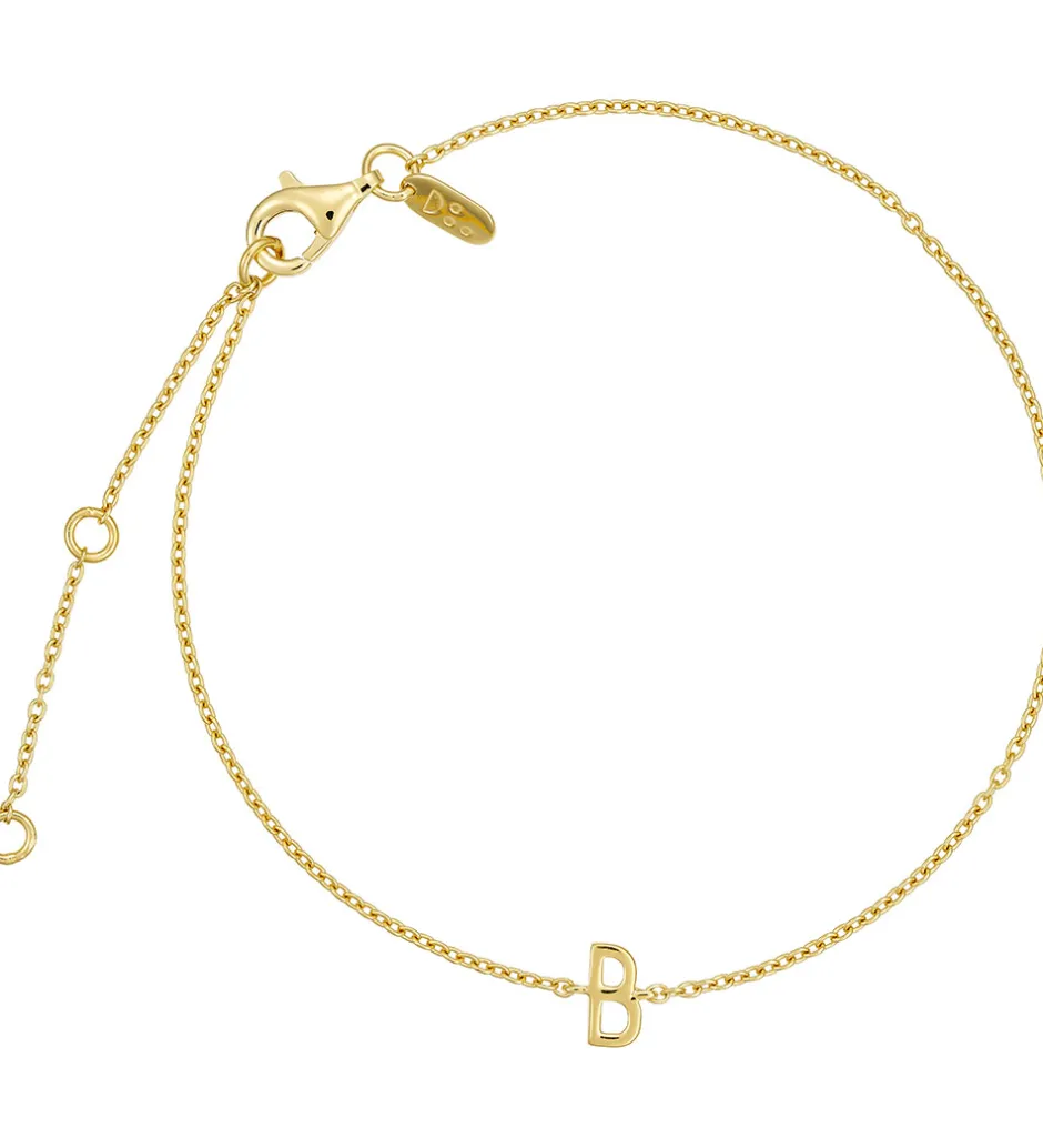 Smykker*Design Letters Armbånd - B - 18K Guldbelagt
