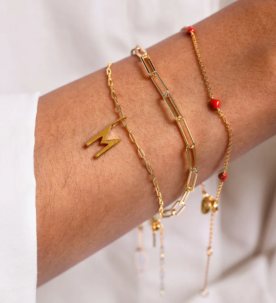 Smykker*Design Letters Armbånd - Chunky Square - Small - 18K Guldbelagt
