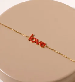 Smykker*Design Letters Armbånd - Keywords Chain - 18k Guldbelagt - Coral