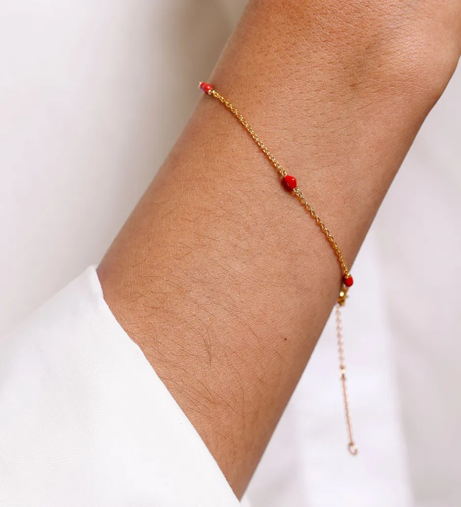 Smykker*Design Letters Armbånd - Little Big Love - Guld/Rød