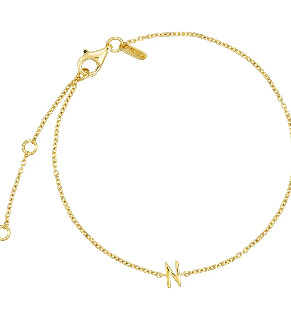 Design Letters Armbånd - N - 18K Guldbelagt