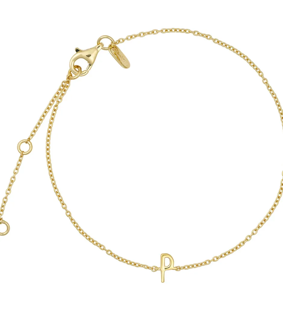 Smykker*Design Letters Armbånd - P - 18K Guldbelagt