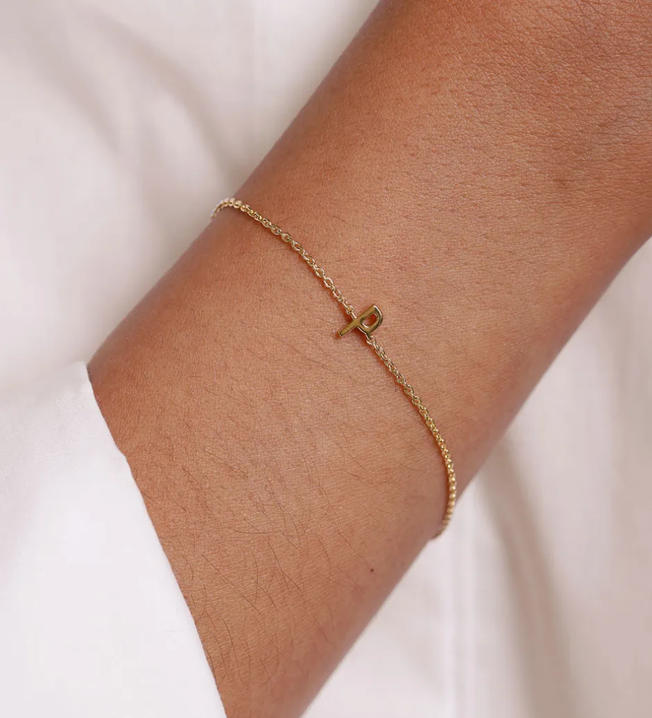 Smykker*Design Letters Armbånd - P - 18K Guldbelagt