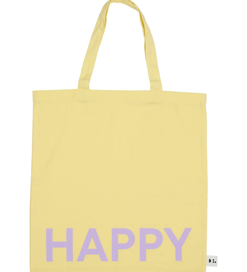 Shoppers*Design Letters Shopper - Happy - Gul m. Lilla