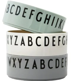Skåle*Design Letters Skål - 3-pak - Grøn/Hvid/Grå m. Bogstaver