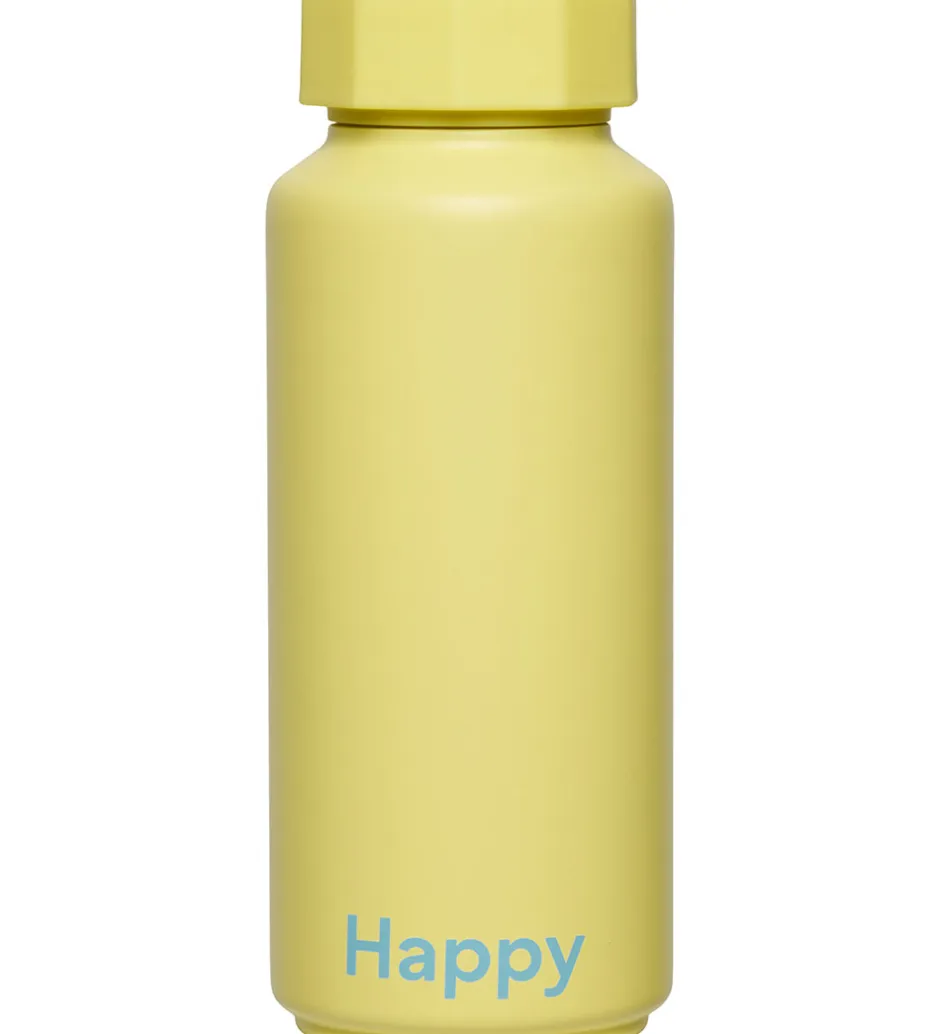 Termoflasker*Design Letters Termoflaske - 500 ml - Happy - Gul