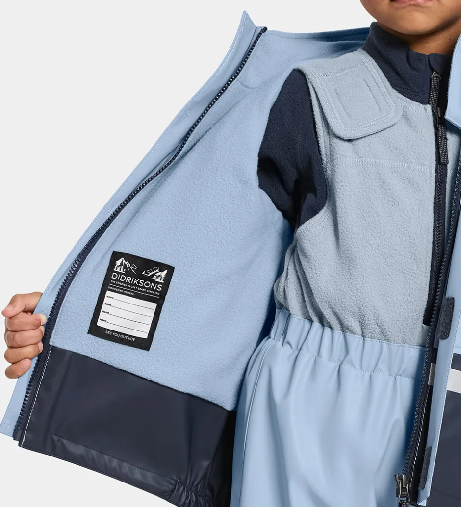 Børn Didriksons Regntøj m. Fleece - Boardman - PU - Cloud Blue