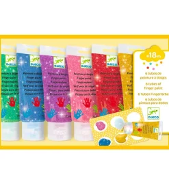 Maling*Djeco Fingermaling - 6 Farver - Glimmer