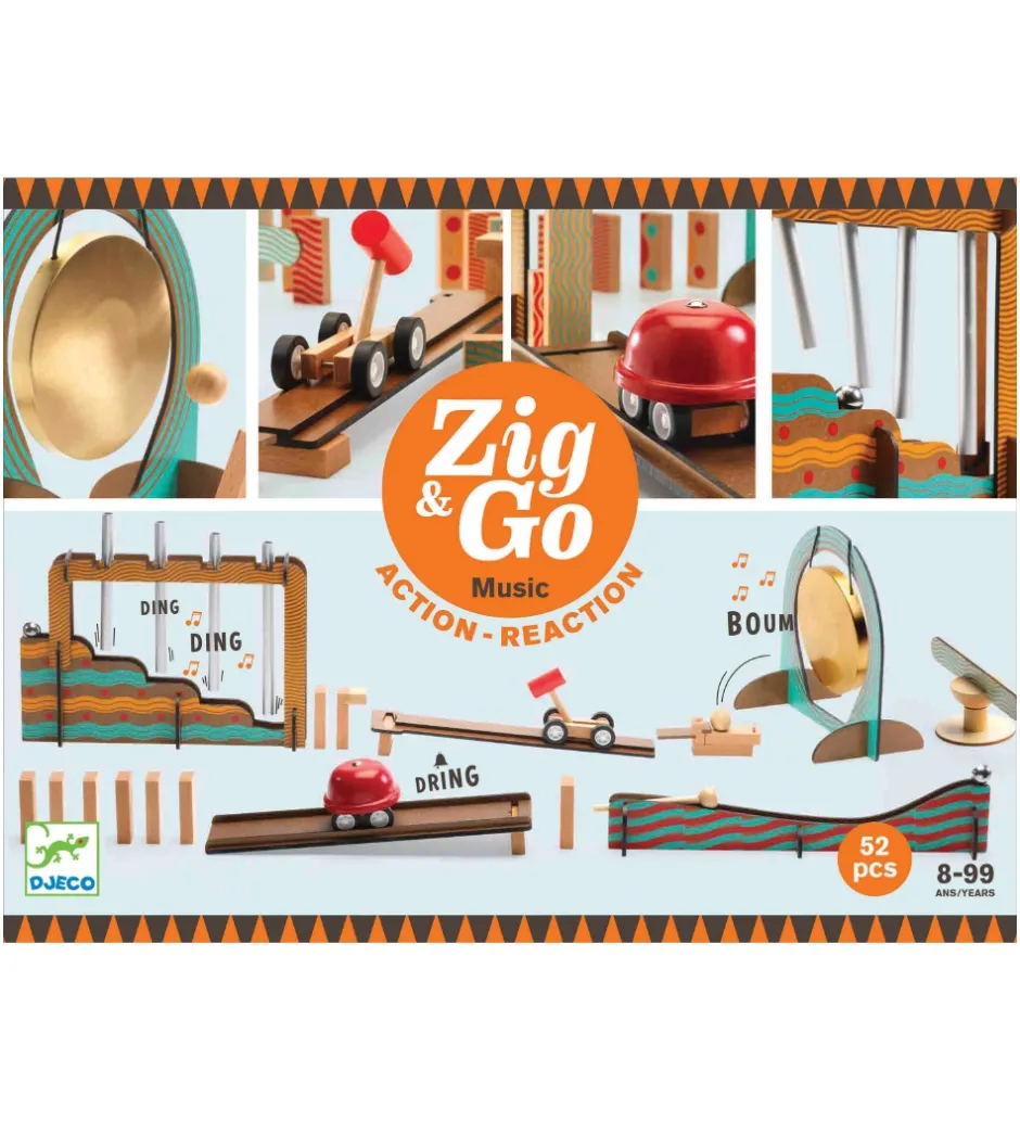 Djeco Kuglebane - Træ - Zig & Go - 52 dele - Music