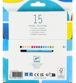Tuscher Og Farver|Kreativ Leg*Djeco Tuscher - 15 stk. - Multifarver