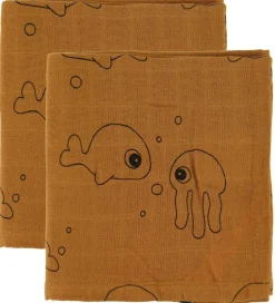 Babysvøb*Done by Deer Babysvøb - 120x120 - 2 stk - Sea Friends - Mustard