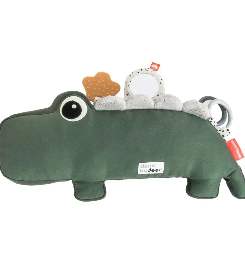 Done by Deer Pude m. Aktivitetslegetøj - Croco - 41 cm - Grøn