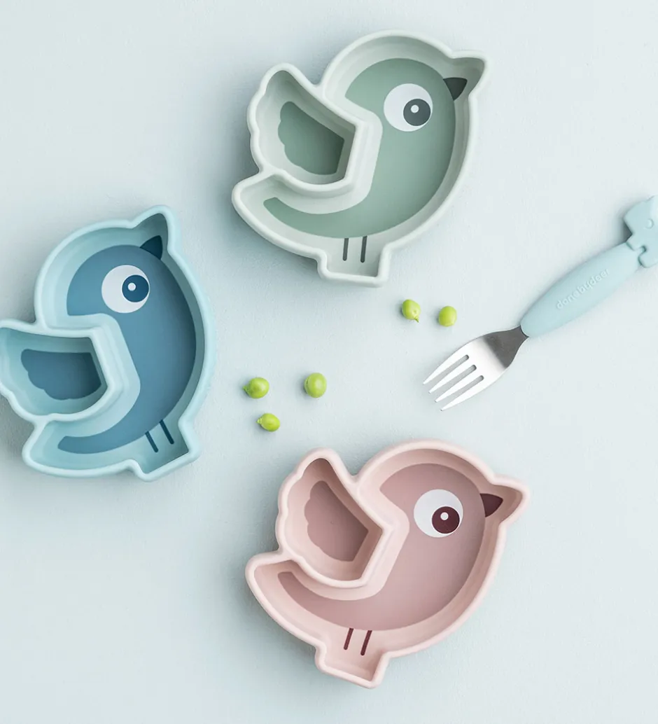 Tallerkener*Done by Deer Snacktallerken - Silikone - Stick & Stay - Birdee -
