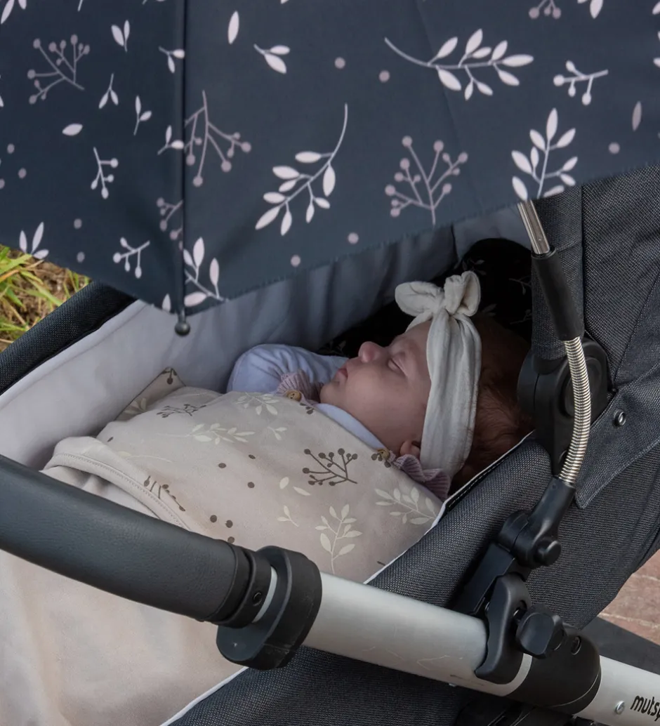 Barnevognsudstyr*Dooky Parasol/Paraply Til Klapvogn - UV50+ - Romantic Leaves Bla