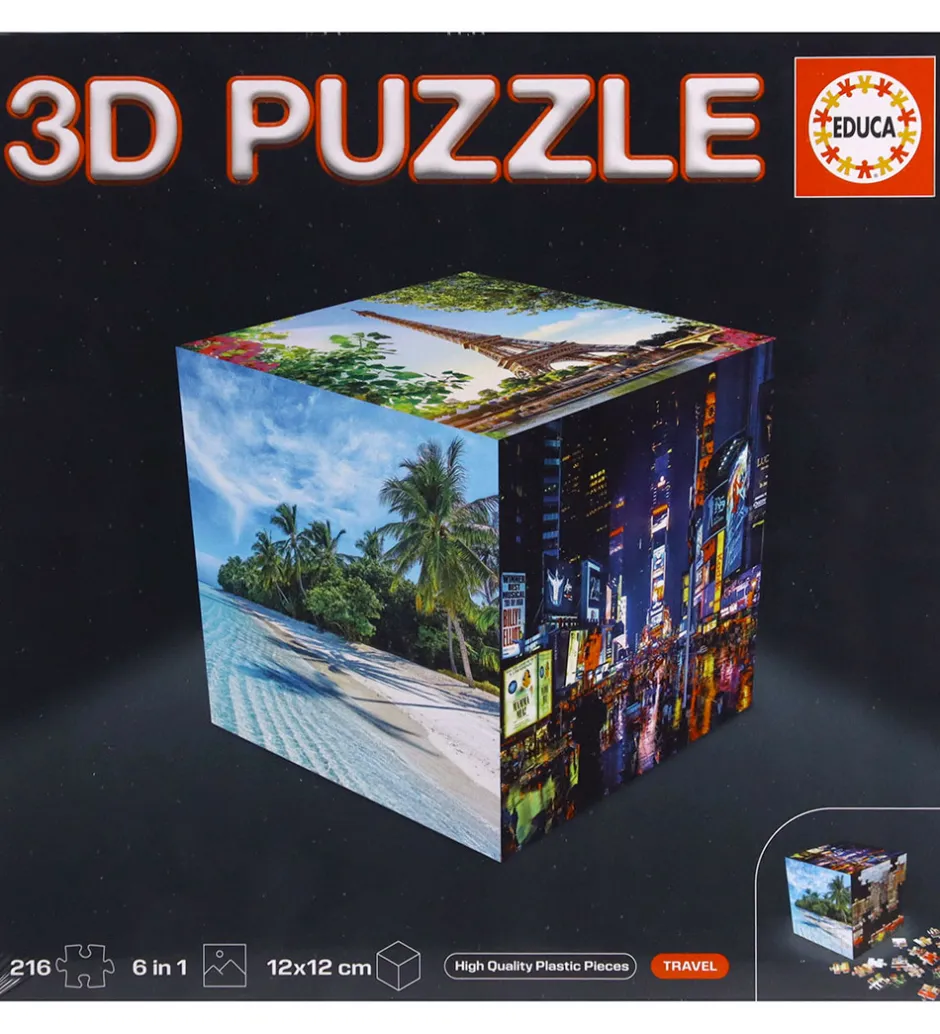 Puslespil*Educa 3D Puslespil - 216 Brikker - Cube Travel