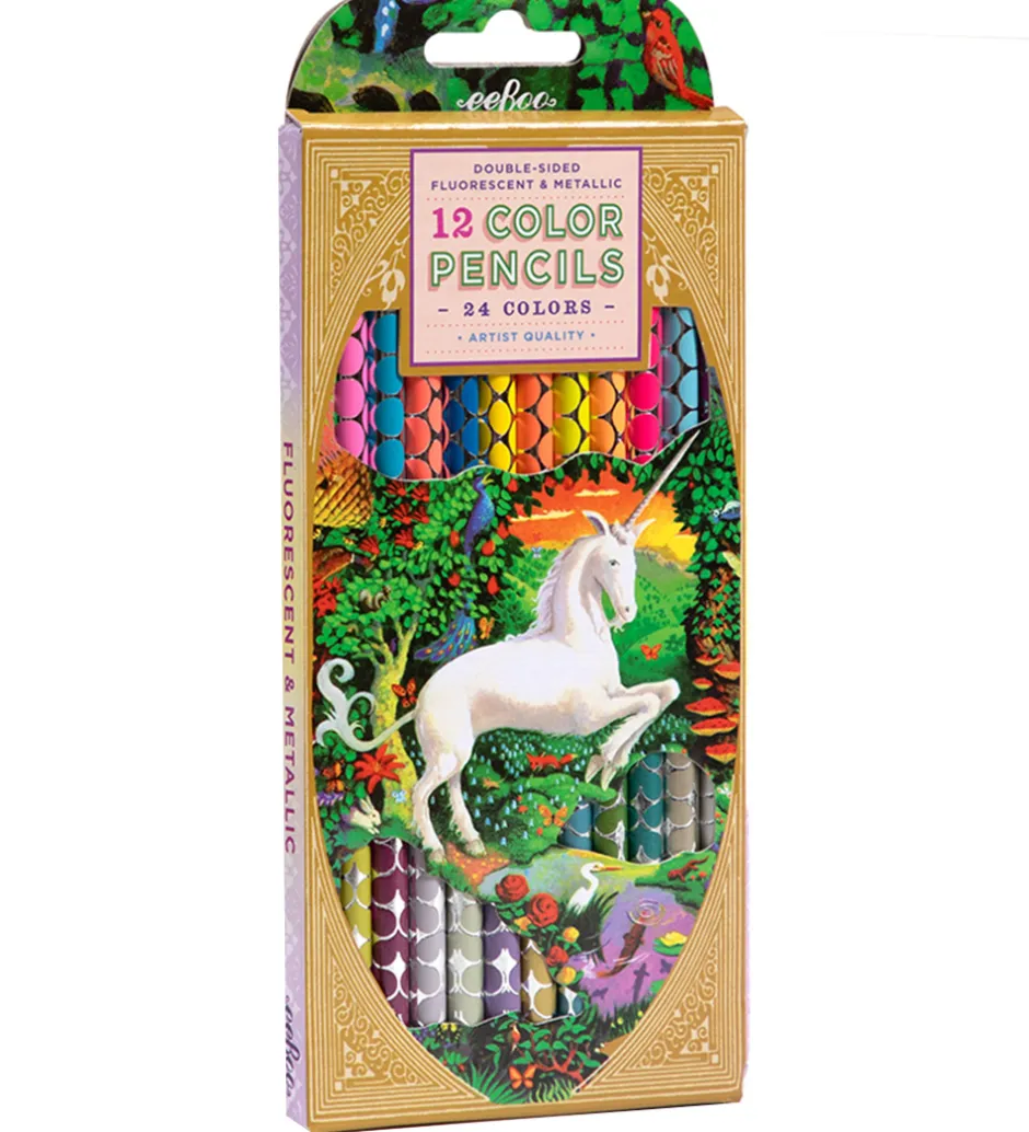 Eeboo Farveblyanter - 12 Stk. - Neon/Metallic - Unicorn