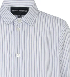 Konfirmationstøj*Emporio Armani Skjorte - Hvid/Blåstribet