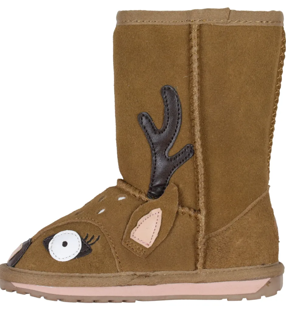 Bamsestøvler*EMU Australia Bamsestøvler - Chestnut m. Hjort