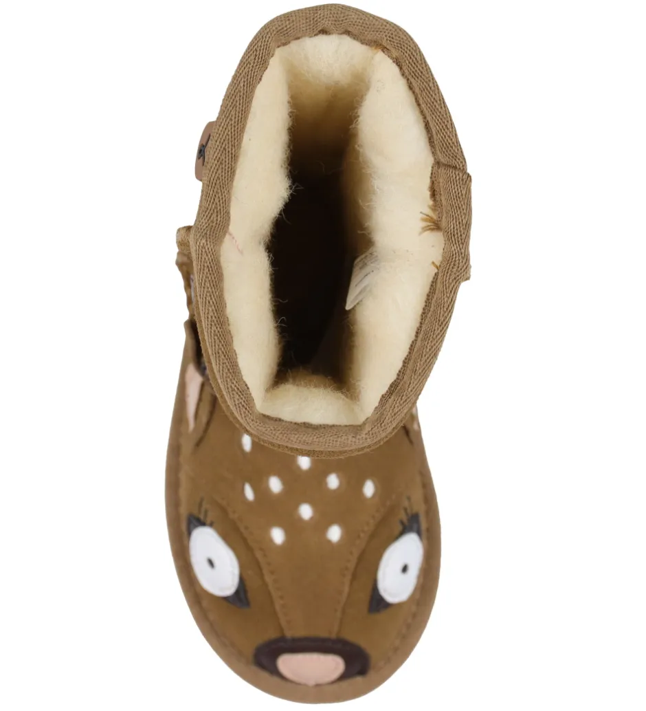 Bamsestøvler*EMU Australia Bamsestøvler - Chestnut m. Hjort