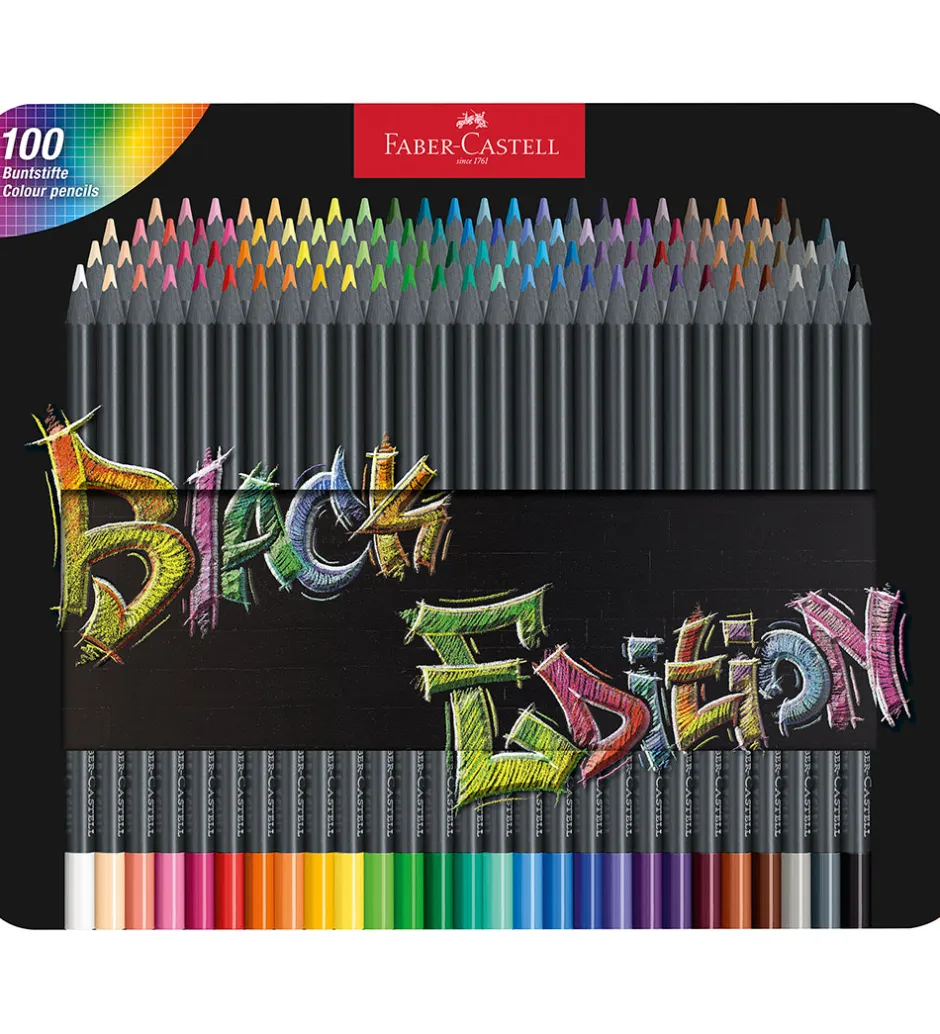 Tuscher Og Farver|Skriveredskaber*Faber-Castell Farveblyanter - Trekantet - Black Edition - 100 St