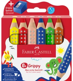 Tuscher Og Farver|Skriveredskaber*Faber-Castell Farveblyanter - XXL Jumbo Grip + Spidser - 6 stk.