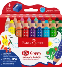 Tuscher Og Farver|Skriveredskaber*Faber-Castell Farveblyanter - XXL Jumbo Grip + Spidser - 16 stk.