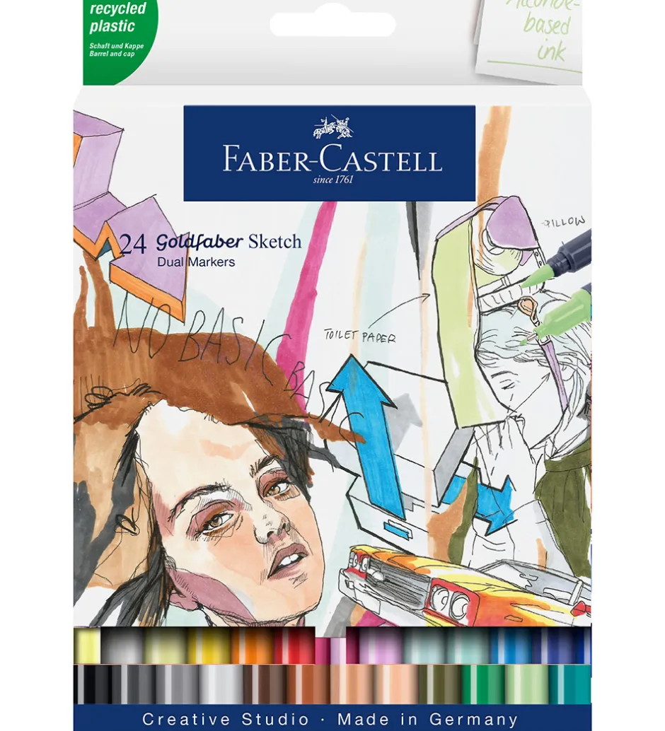 Tuscher Og Farver*Faber-Castell Tuscher - 24 Stk. - Goldfaber Sketch