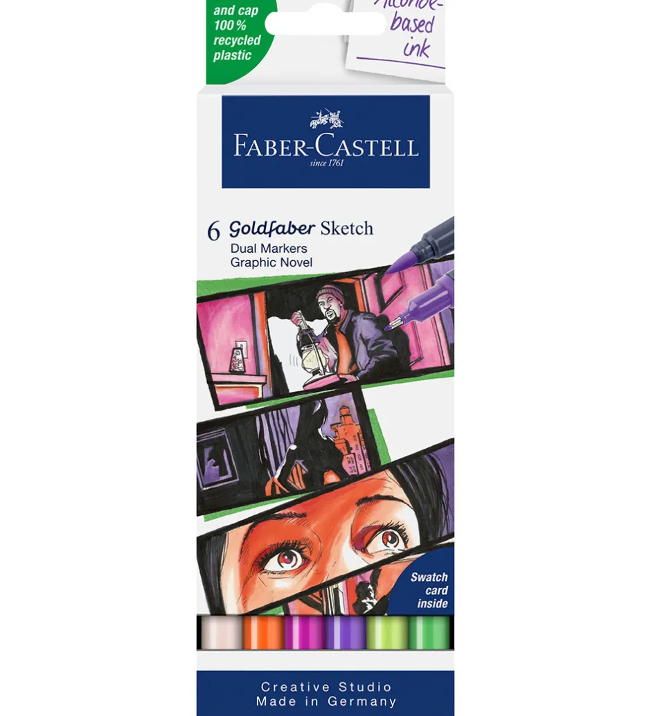 Tuscher Og Farver*Faber-Castell Tuscher - 6 Stk. - Goldfaber Sketch - Graphic Nove