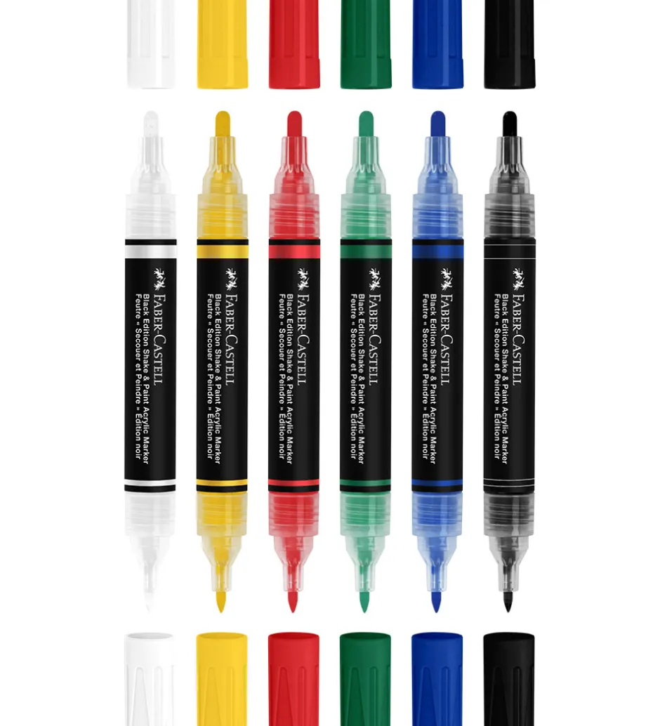 Tuscher Og Farver*Faber-Castell Tuscher - Shake & Paint Akryl - 6 Stk. - Multi