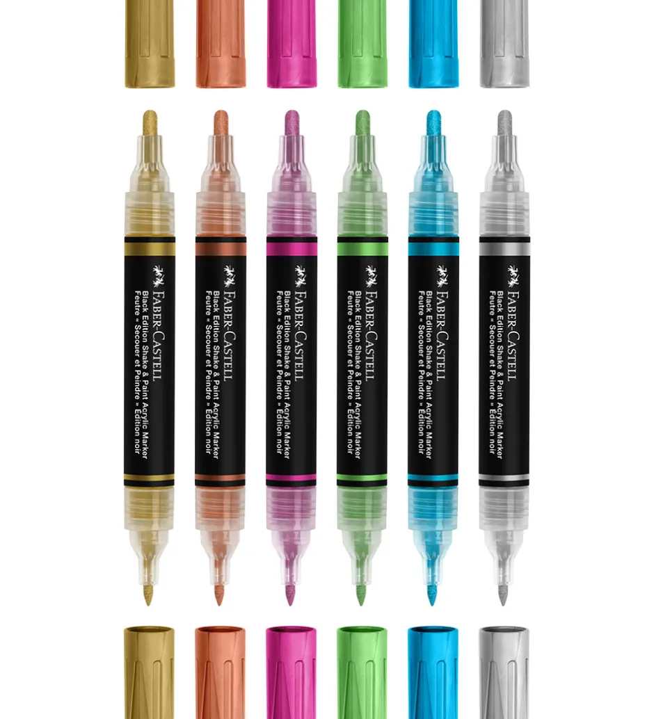 Faber-Castell Tuscher - Shake & Paint Akryl - 6 Stk. - Metallic