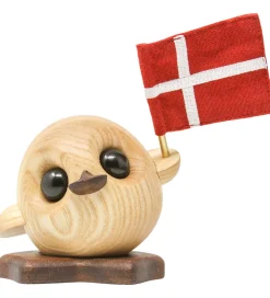 Dekoration*FableWood Ælling m. Flag - Pick-Me-Up Villy - 10 cm - Natur