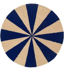 Gulvtæpper*Ferm Living Gulvtæppe - Uld - Ø: 130 cm - Blå/Hvid