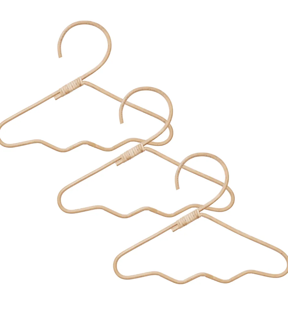 Børn Ferm Living Tøjbøjler - Rattan - 30x20 cm - 3-pak - Wavi - Natur