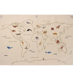 Plakater Og Billeder*Ferm Living Vægophæng - The World Textile Map - Off White