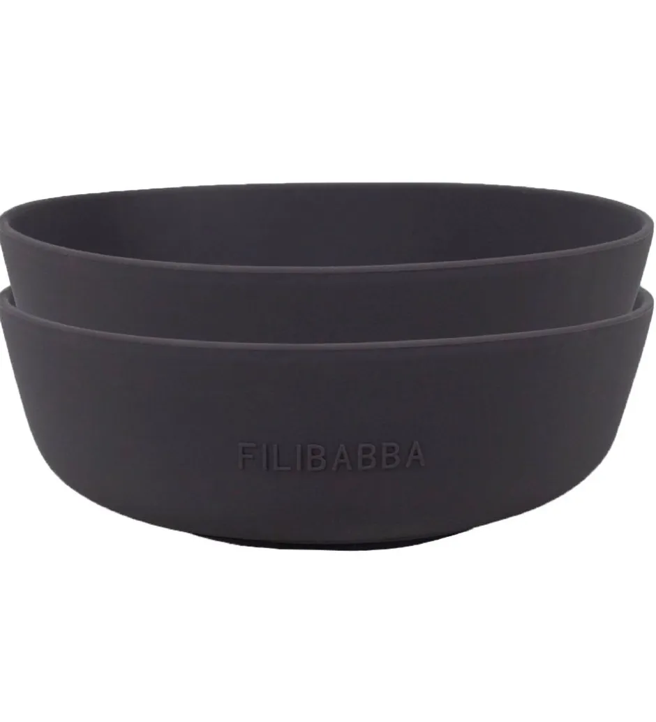 Skåle*Filibabba Skål - 2-pak - Silikone - Stone Grey