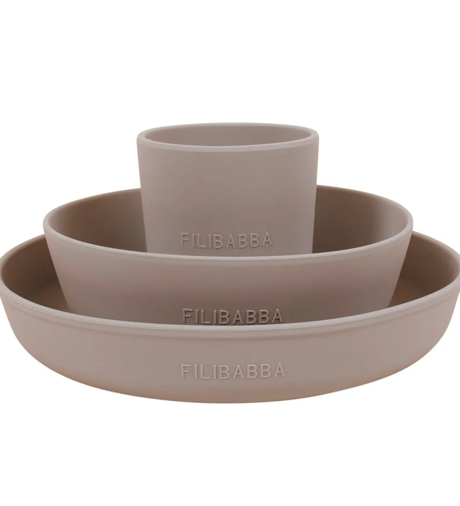 Spisesæt*Filibabba Spisesæt - Silikone - 3 dele - Warm Grey