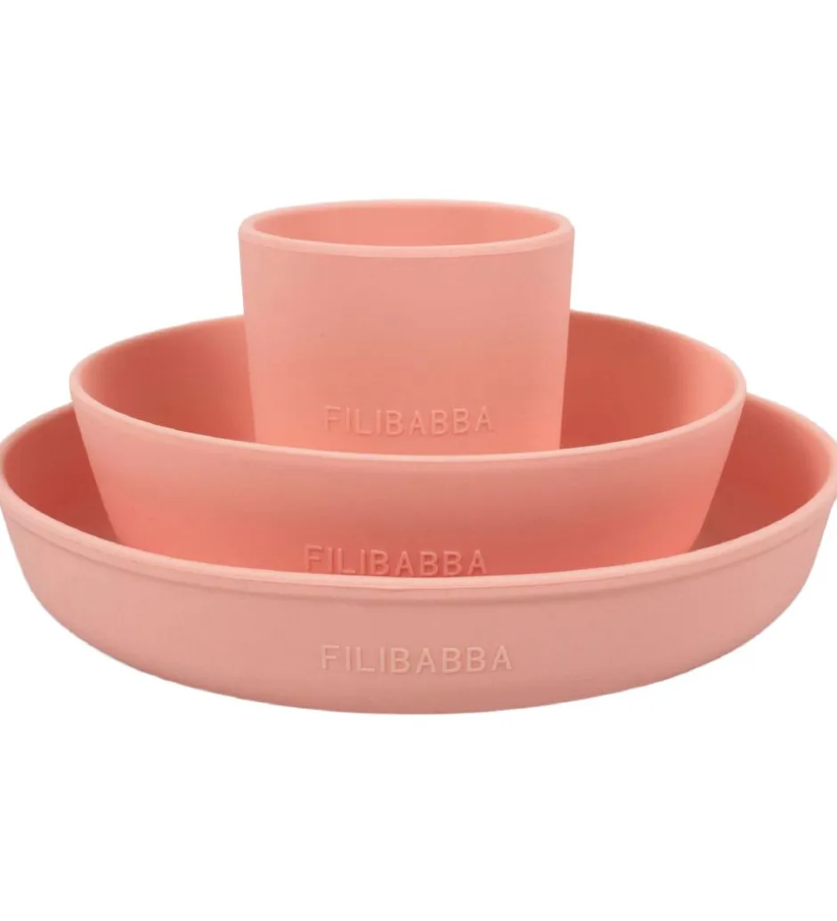 Skåle*Filibabba Spisesæt - Silikone - 3 dele - Peach